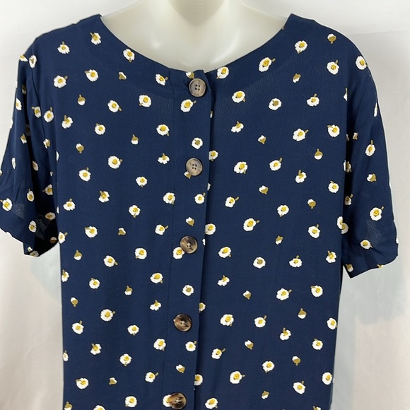 Madewell Navy‎ Blue Button-Back Floral Daisy’s Dress with Pockets Size S - Picture 7 of 11